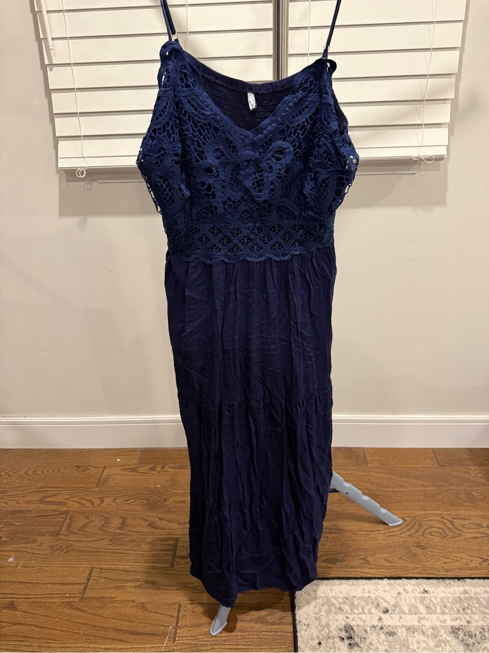 Xhilaration Navy Crochet Bodice Maxi Dress
